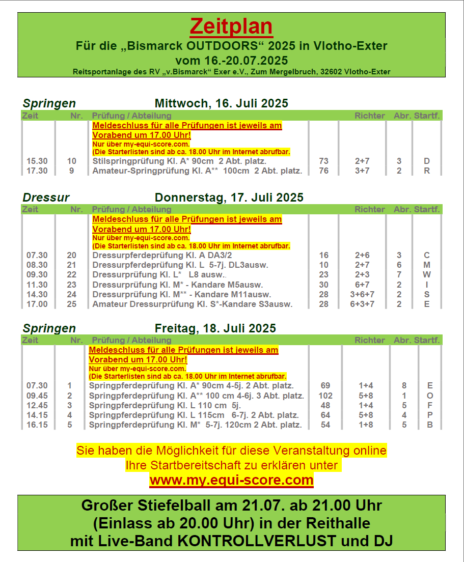 Zeiteinteilung erste Seite