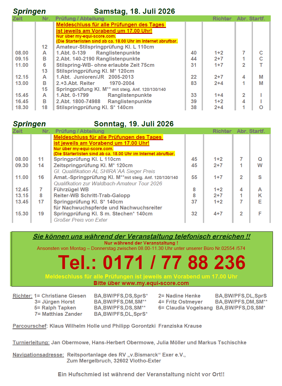 Zeitplan SaSo